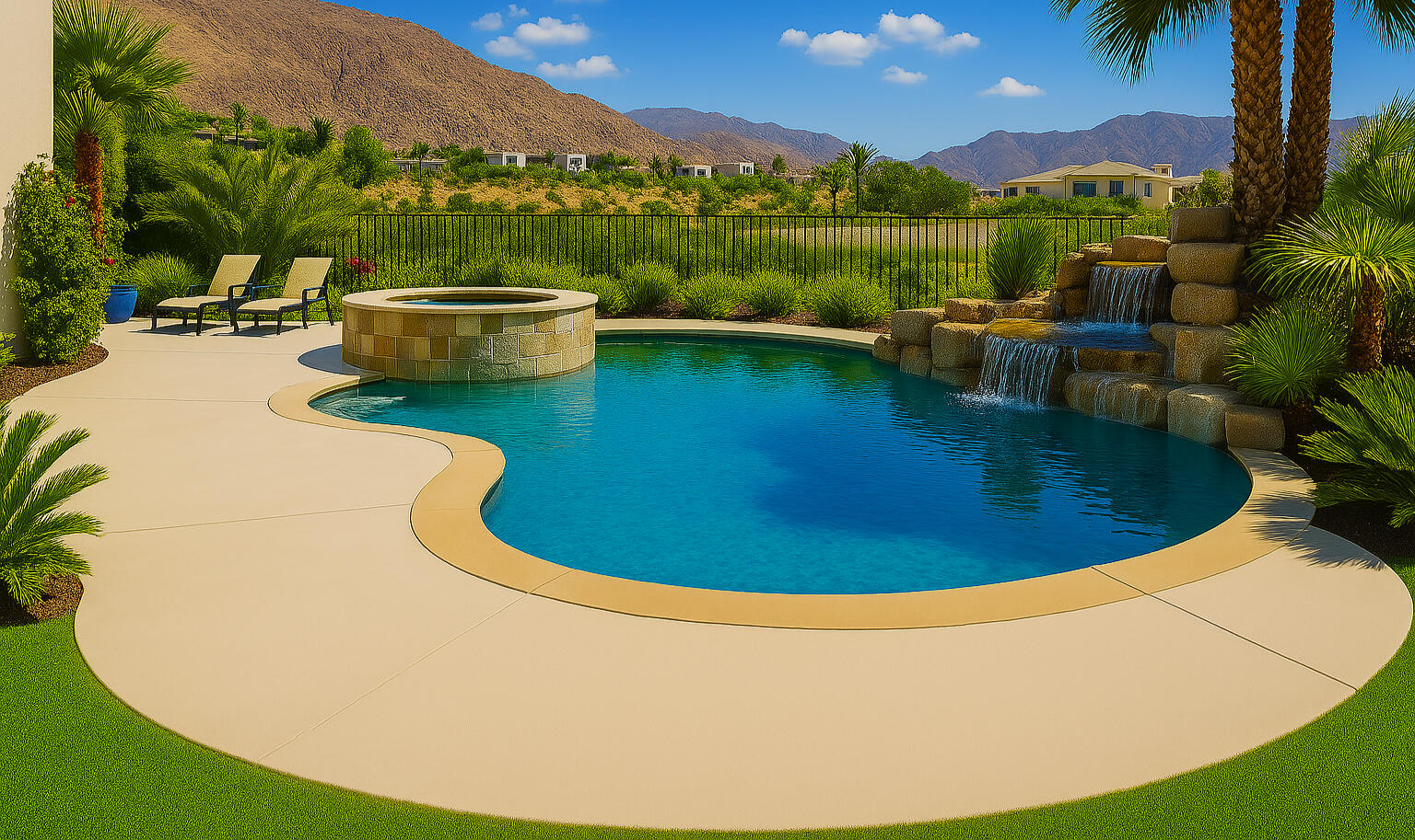 New poured concrete patio in Irvine Orange County California.